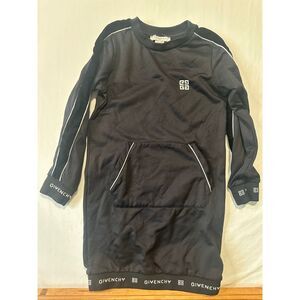 Givenchy Paris Girls Sweatshirt Dress Logo Trim Black Size 10 Designer Kids